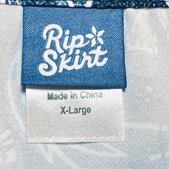 RipSkirt Hawaii Navy White Floral Wrap Skirt Women Sz‎ XL Knee Length 3 EUC - Picture 3 of 8